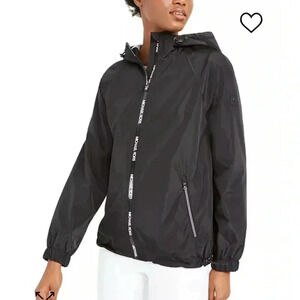 Michael Kors Hooded Water Resistant Windbreaker Jacket women’s Medium black